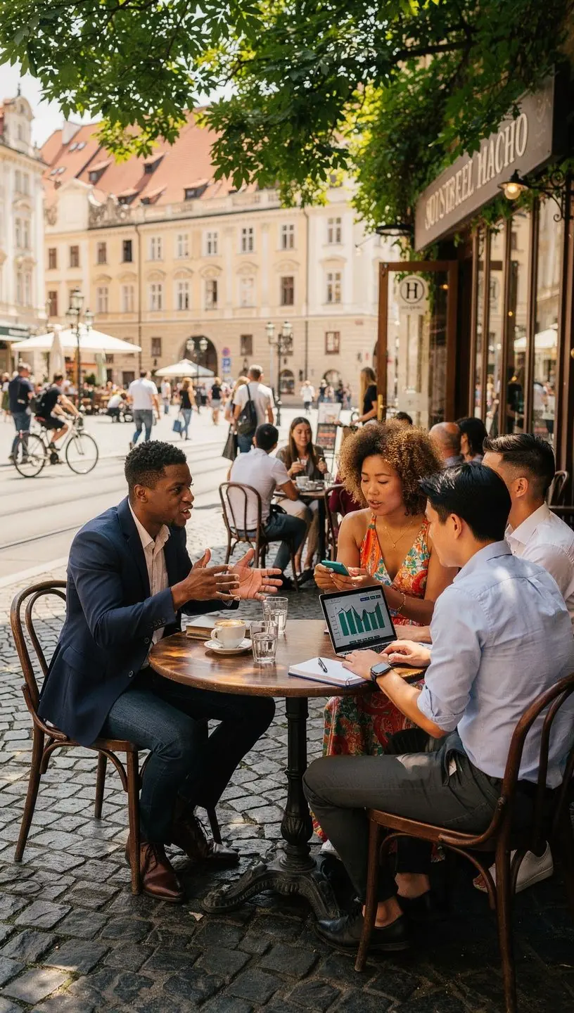 Obrázek osoby zapisující si finanční cíle do deníku.