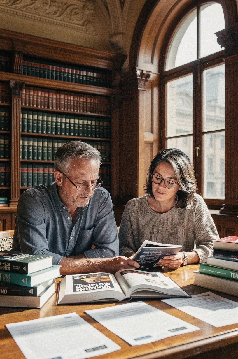 Ilustrace knihovny s pečlivě vybranými knihami o osobních financích.